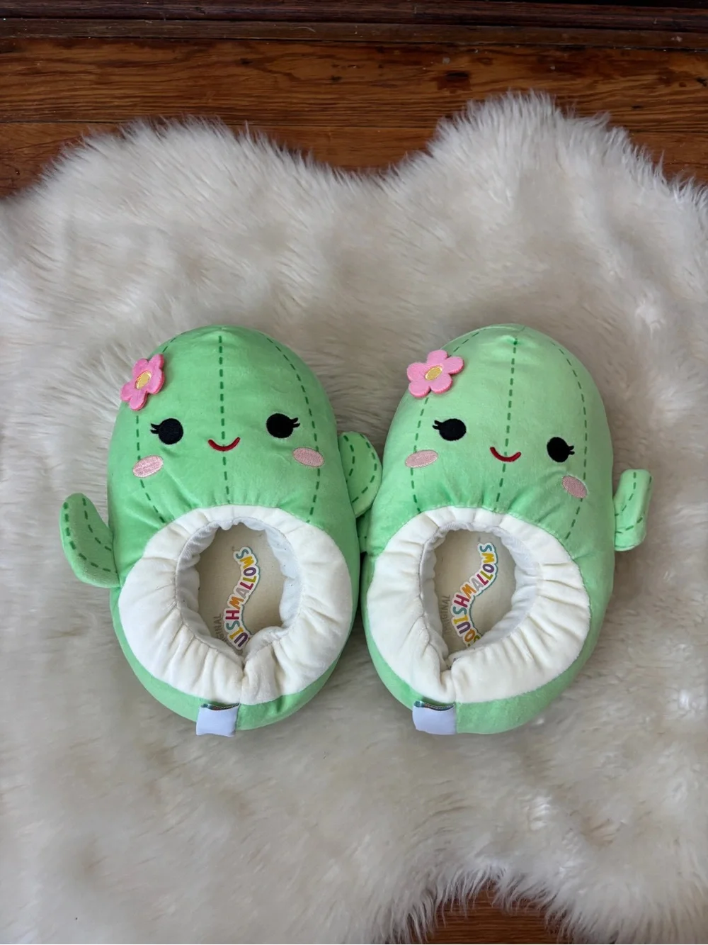 Squishmallows Green Cactus Kids Slippers